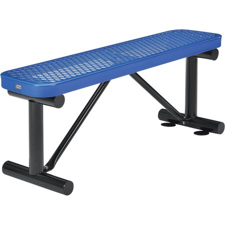 GLOBAL INDUSTRIAL 48L Outdoor Steel Flat Bench, Expanded Metal, Blue 695741BL